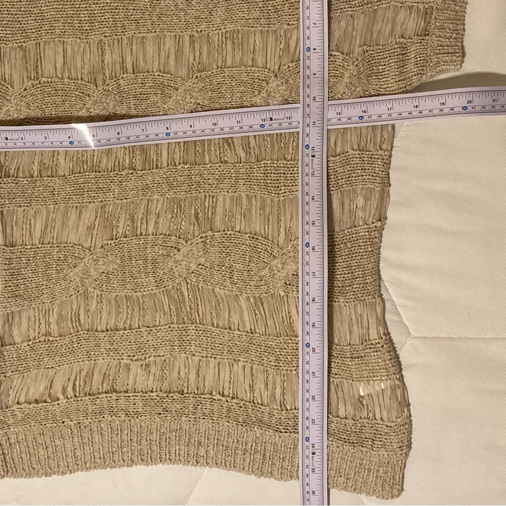 Jane Norman Y2K Beige Cable‎ Knit & Ribbon Sweater | Short Sleeves - Picture 5 of 8